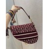 Dior Saddle Bag In Bordeaux Velvet Oblique Embroidered