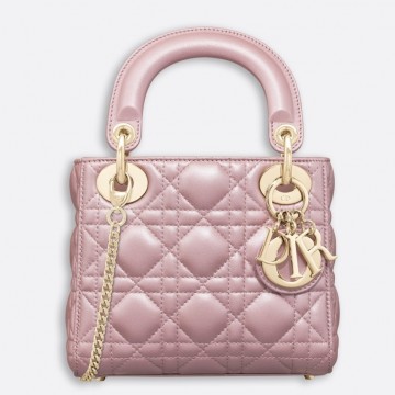 Dior Lady Dior Mini Chain Bag with Chain in Lotus Pearlescent Lambskin Dior Lady Dior Mini Chain Bag with Chain in Lotus Pearlescent Lambskin