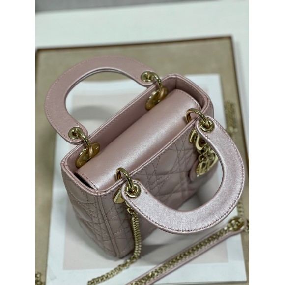 D*or lady D*or mini chain bag with chain in lotus pearlescent lambskin