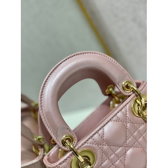 D*or lady D*or mini chain bag with chain in lotus pearlescent lambskin