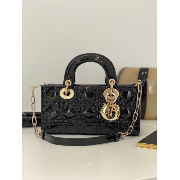 D*or lady d-joy small bag in black patent calfskin