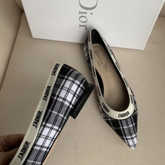 D*or j'aD*or ballet flats in black and white tartan fabric