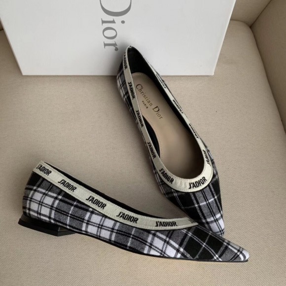 D*or j'aD*or ballet flats in black and white tartan fabric