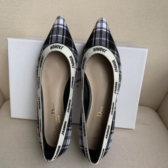 D*or j'aD*or ballet flats in black and white tartan fabric