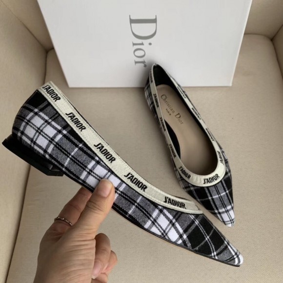 D*or j'aD*or ballet flats in black and white tartan fabric