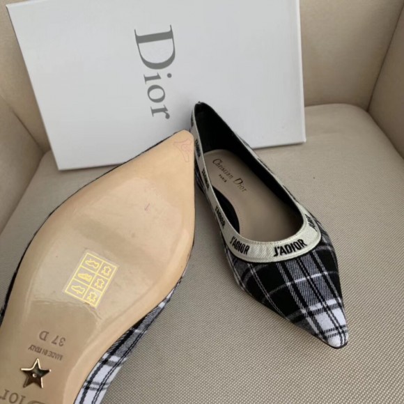 D*or j'aD*or ballet flats in black and white tartan fabric