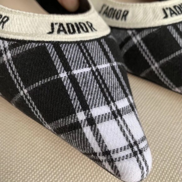 D*or j'aD*or ballet flats in black and white tartan fabric