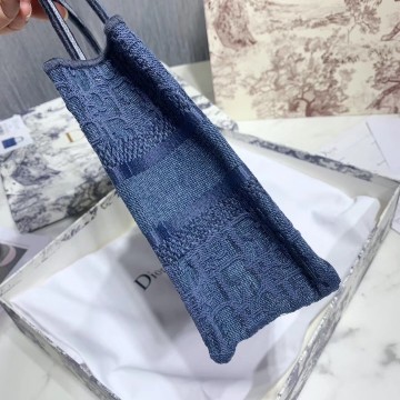 Dior Mini Book Tote Bag In Denim Blue Oblique Canvas Dior Mini Book Tote Bag In Denim Blue Oblique Canvas