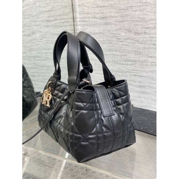 D*or toujours small bag in black macrocannage calfskin