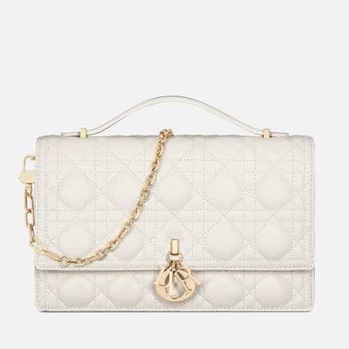 Dior Miss Dior Top Handle Bag in White Cannage Lambskin