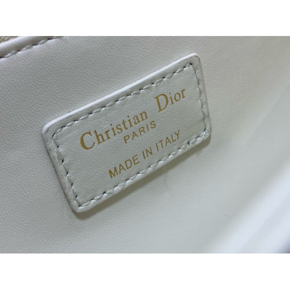 D*or miss D*or top handle bag in white cannage lambskin