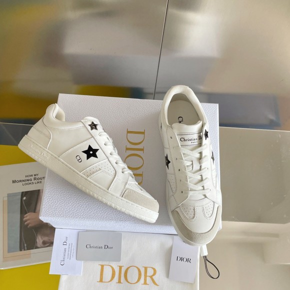 D*or star sneakers in white calfskin and suede