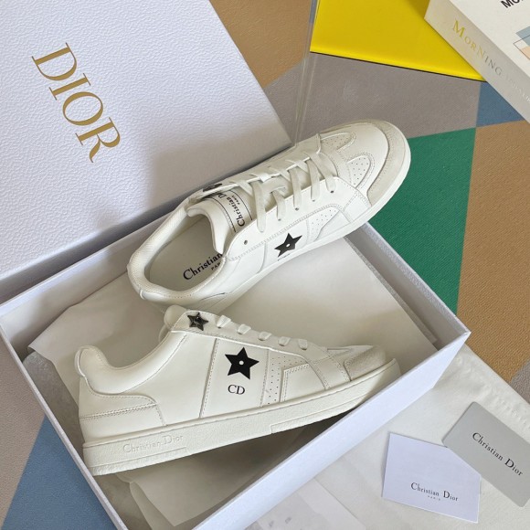 D*or star sneakers in white calfskin and suede