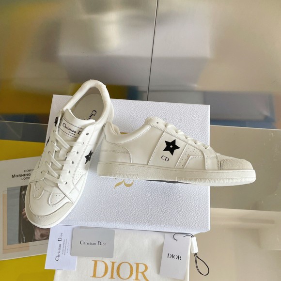 D*or star sneakers in white calfskin and suede