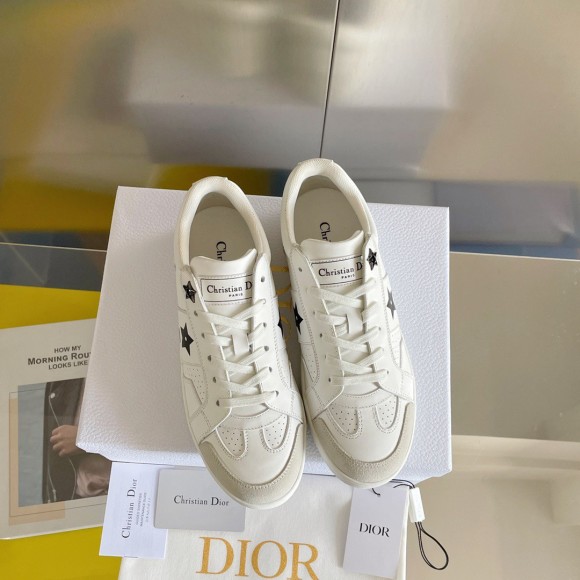 D*or star sneakers in white calfskin and suede