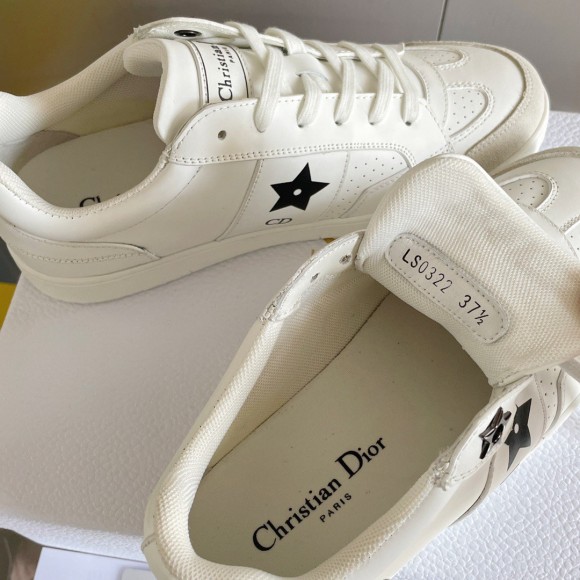 D*or star sneakers in white calfskin and suede