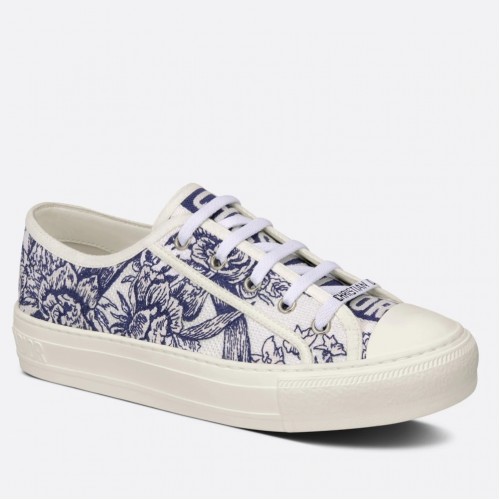 Dior Walk'n'Dior Sneakers In Blue Jardin d'Hiver Embroidered Cotton