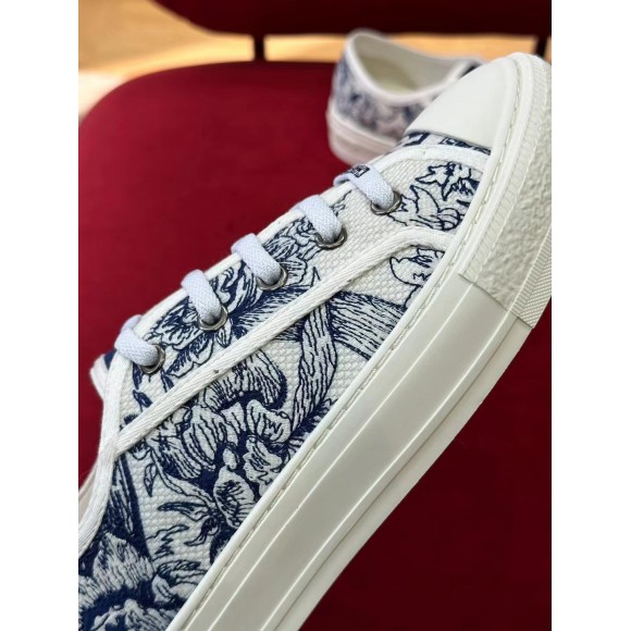 D*or walk'n'D*or sneakers in blue jardin d'hiver embroidered cotton