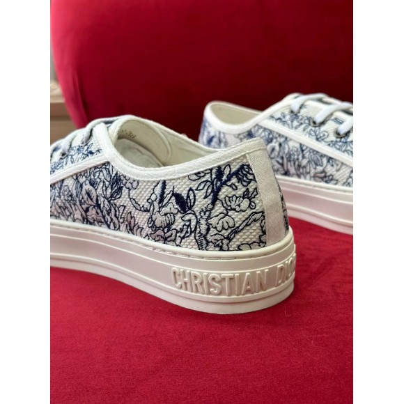 D*or walk'n'D*or sneakers in blue jardin d'hiver embroidered cotton