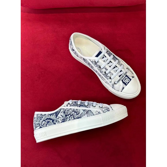 D*or walk'n'D*or sneakers in blue jardin d'hiver embroidered cotton