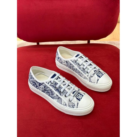 D*or walk'n'D*or sneakers in blue jardin d'hiver embroidered cotton