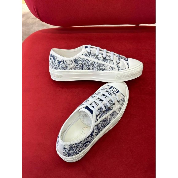 D*or walk'n'D*or sneakers in blue jardin d'hiver embroidered cotton