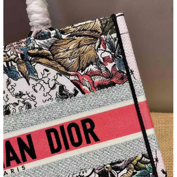 D*or medium book tote bag in multicolor D*or constellation embroidery