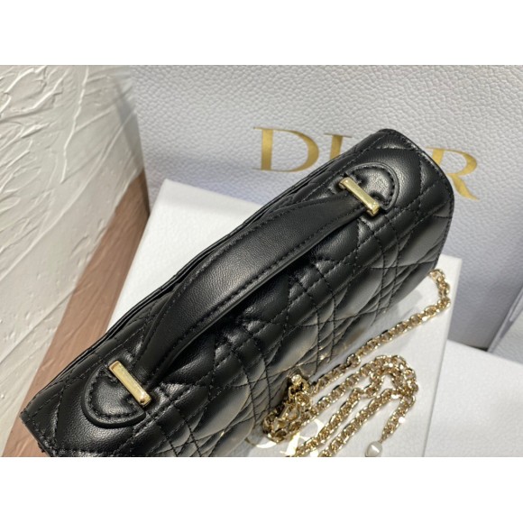 D*or miss D*or mini bag in black cannage lambskin