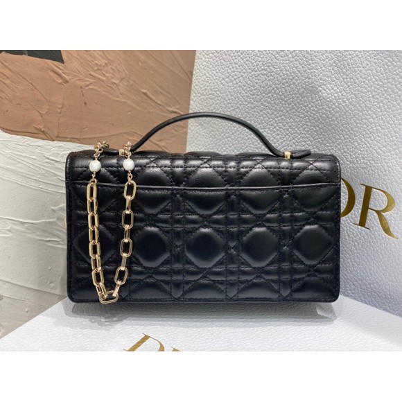 D*or miss D*or mini bag in black cannage lambskin