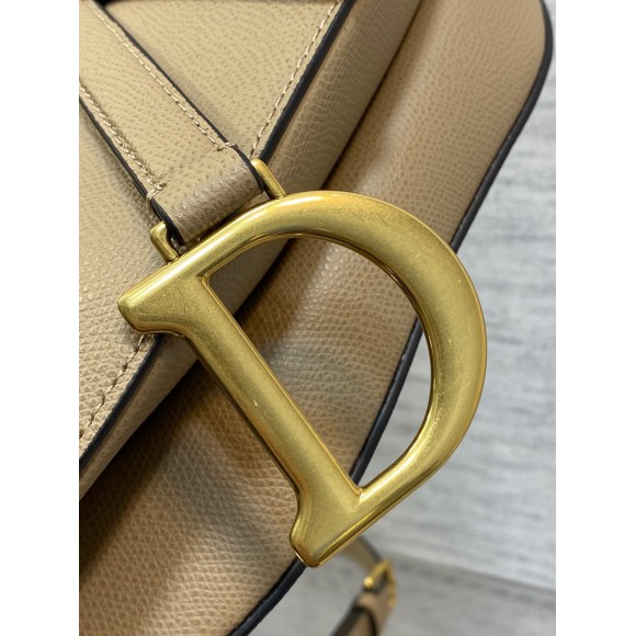 D*or saddle bag with strap in sand grained calfskin