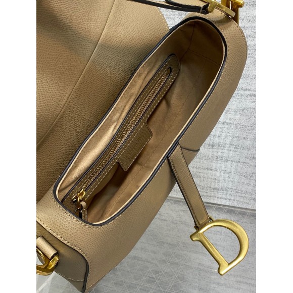 D*or saddle bag with strap in sand grained calfskin