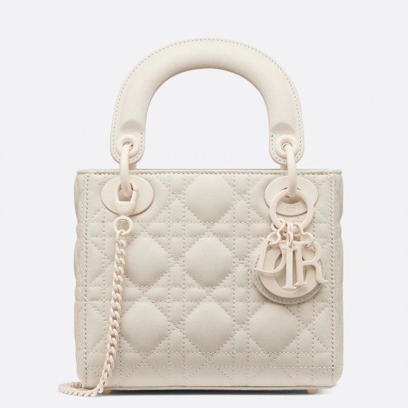 D*or lady D*or mini chain bag in white ultramatte calfskin