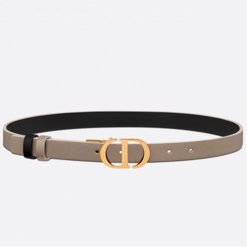 Dior 30 Montaigne Reversible 20MM Belt in Grey and Black Calfskin