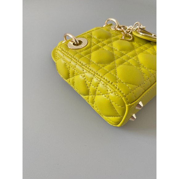 D*or lady D*or micro bag in yellow cannage lambskin