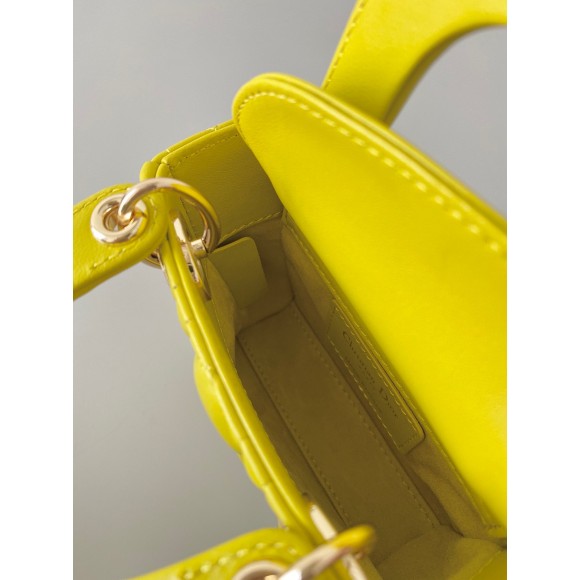 D*or lady D*or micro bag in yellow cannage lambskin