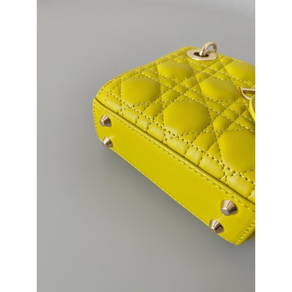 D*or lady D*or micro bag in yellow cannage lambskin