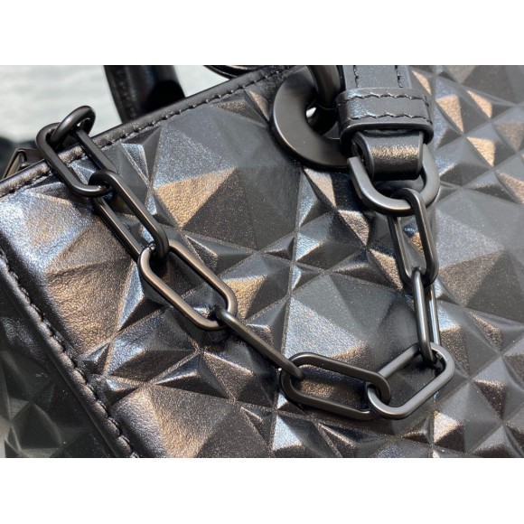 D*or lady d-joy medium bag in black calfskin with diamond motif