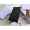 Dior Lady Dior Chain Pouch In Black Patent Cannage Calfskin