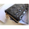 Dior Lady Dior Chain Pouch In Black Patent Cannage Calfskin