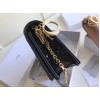 Dior Lady Dior Chain Pouch In Black Patent Cannage Calfskin