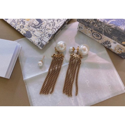 Dior Tribales Chain Earrings In Antique Gold-Finish Metal