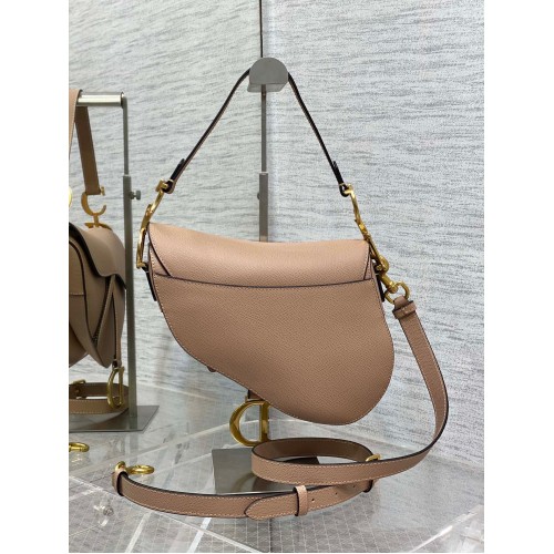 Dior Saddle Bag with Strap in Blush Grained Calfskin