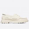 Dior Walker Boat Shoes In White Calfskin