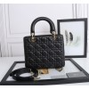 Dior Lady Dior Medium Bag in Black Lambskin with Enamel Charm