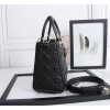 Dior Lady Dior Medium Bag in Black Lambskin with Enamel Charm