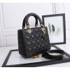 Dior Lady Dior Medium Bag in Black Lambskin with Enamel Charm