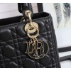 Dior Lady Dior Medium Bag in Black Lambskin with Enamel Charm