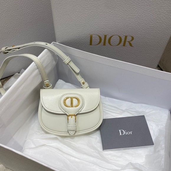 D*or bobby micro bag in white box calfskin