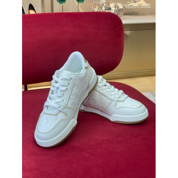 D*or one sneakers in white and gold oblique perforated calfskin