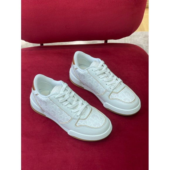 D*or one sneakers in white and gold oblique perforated calfskin